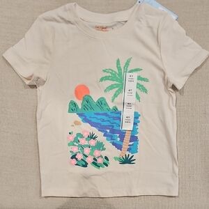 Kids Beach Scene T-Shirt - Cream